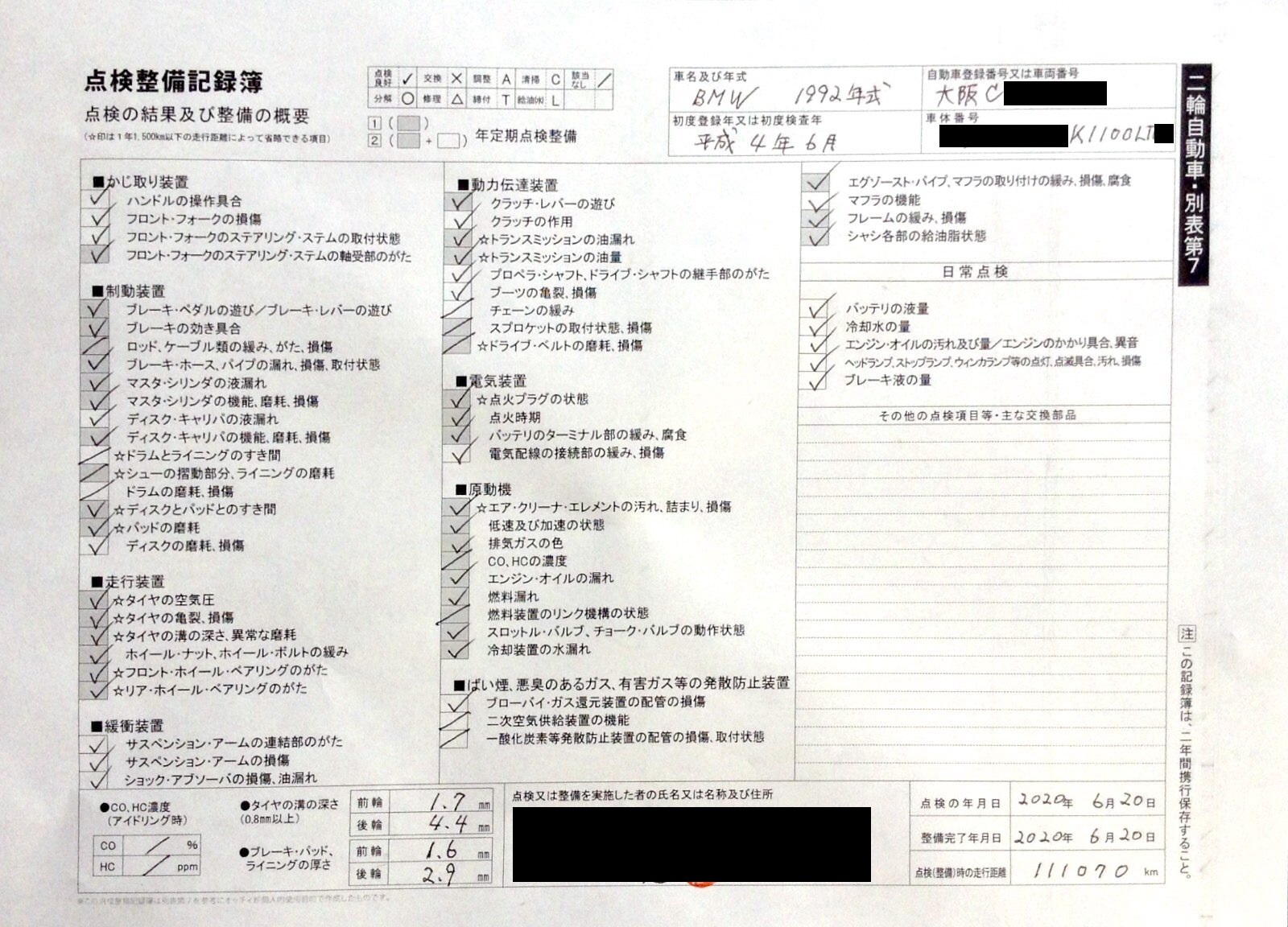 24ヶ月 点検整備 完了 またがり隊 No 66